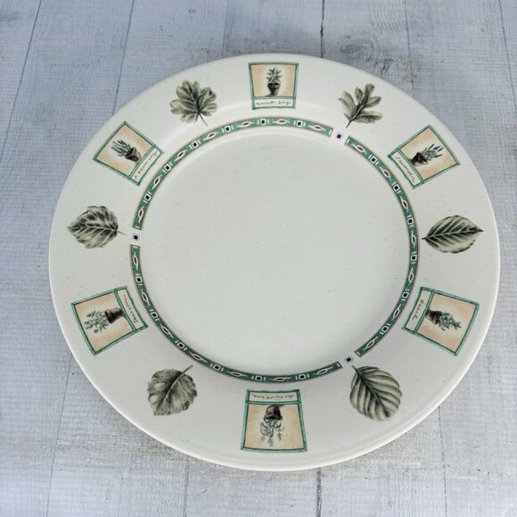 Pfaltzgraff NATUREWOOD Leaves Herbs Garden Tools Stoneware Dinner Plates Set 4 - Picture 4 of 16